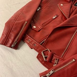 Bershka Red Leather Jacket